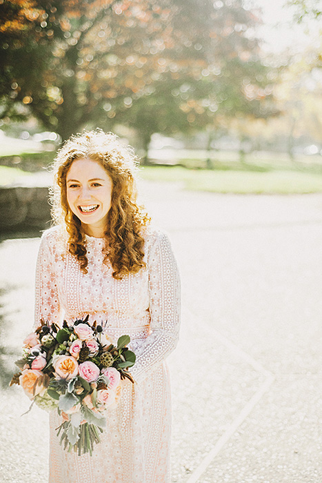 cute bride in vintage dress