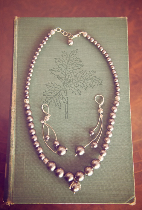 pearl necklace and earrings