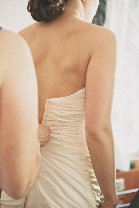 bride getting dressed