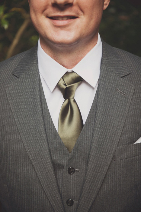 groom's green satin tie