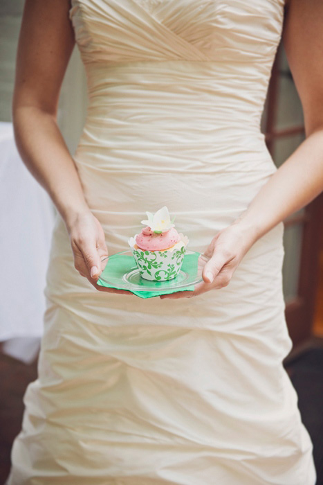 bride with cupcake