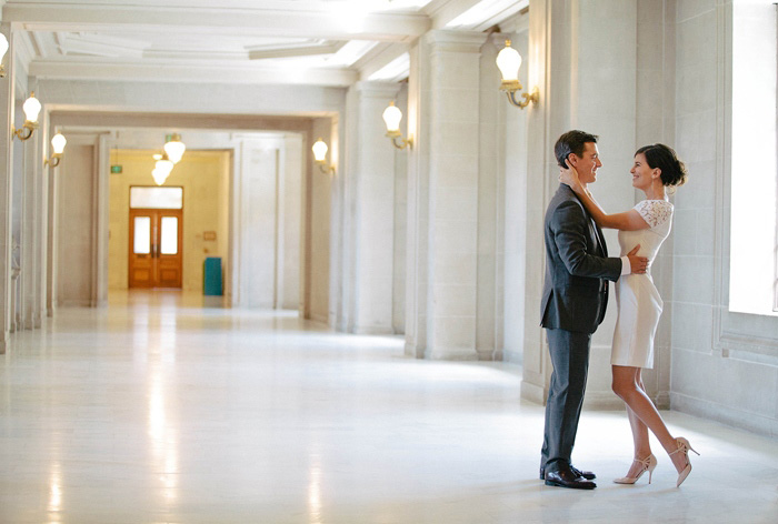 bride and groom at city hall