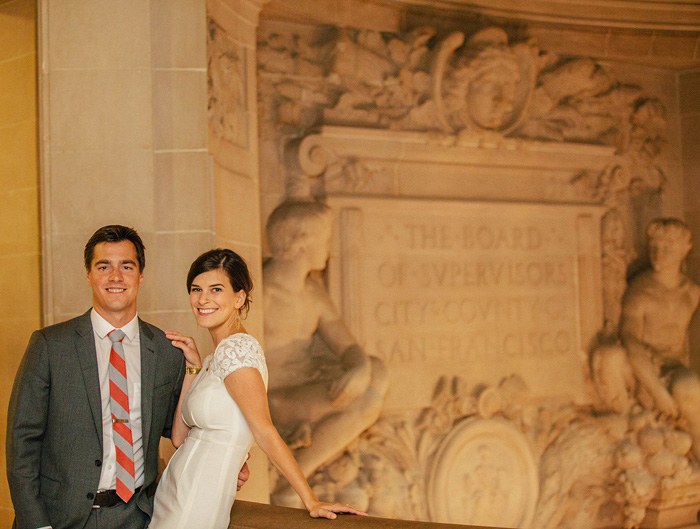 bride and groom at city hall