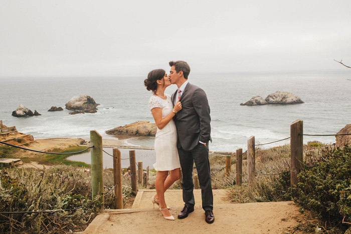 bride and groom by the sea