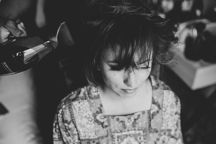 bride getting her hair done