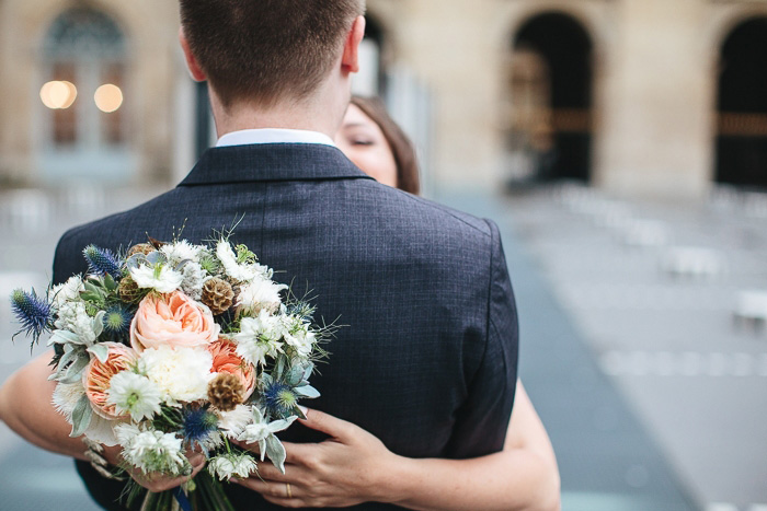 bride and groom first kiss