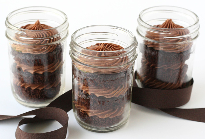 Chocolate cupcake in a jar