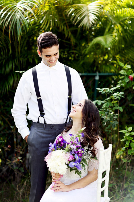 lavender garden wedding portrait