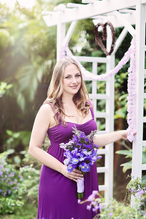 bridesmaid in purple dress