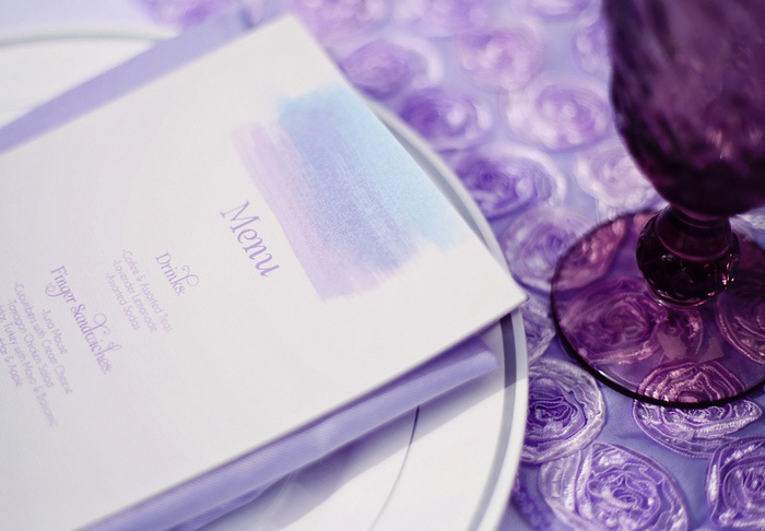 lavender wedding menu