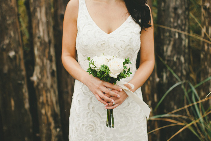 simple white rose wedding bouquet