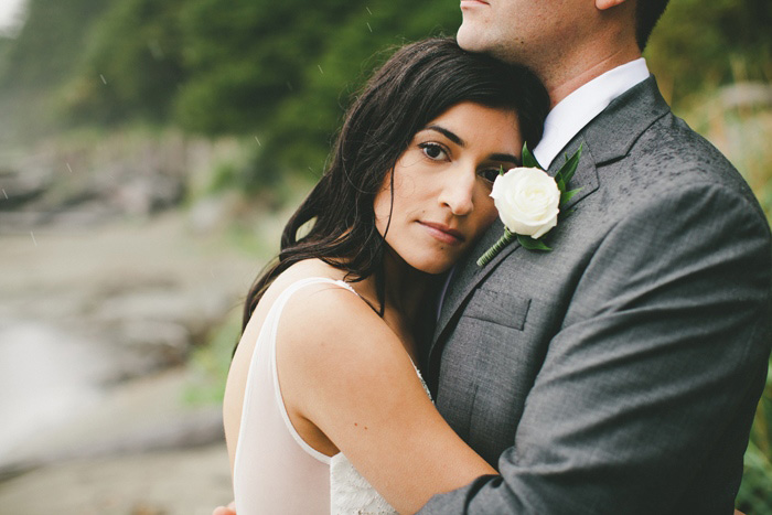 bride embracing groom