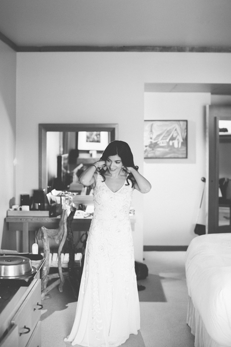 bride getting dressed