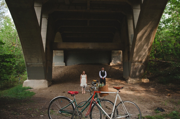 bicycle wedding portrait