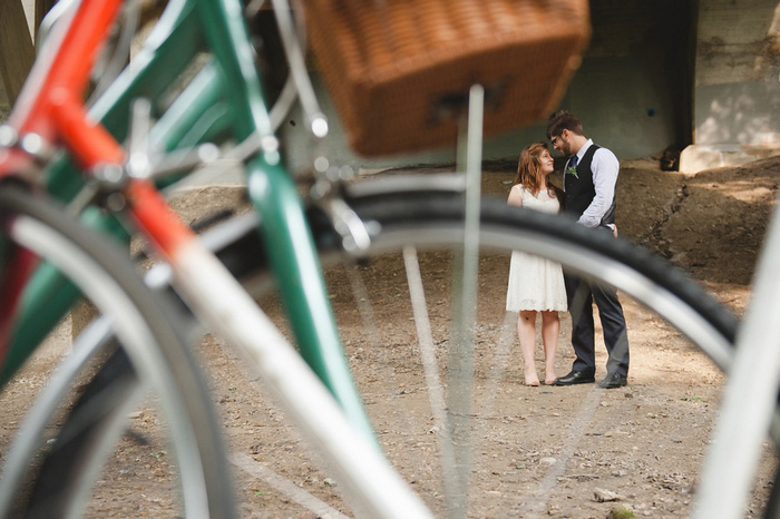 wedding portrait with bikes