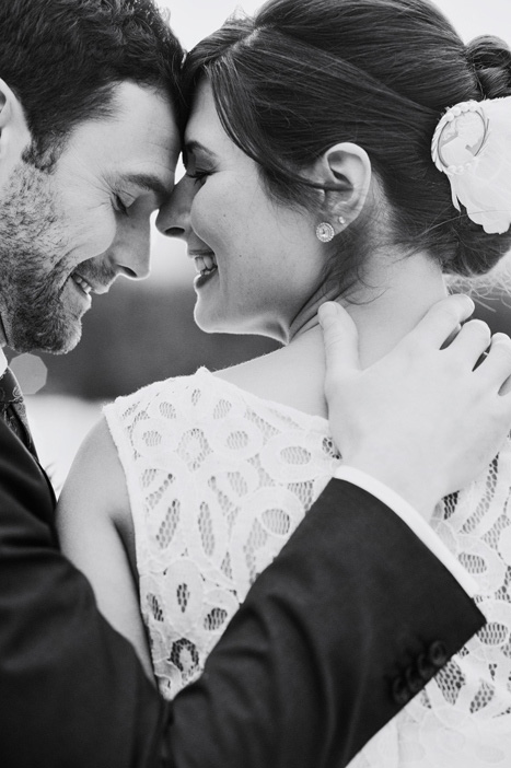 intimate black and white couple portrait