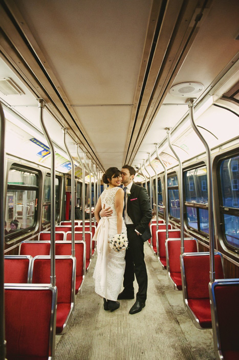 wedding portrait on the streetcar