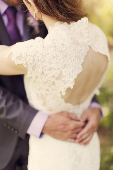 bride in lace dress with keyhole back