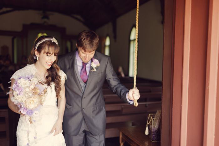 bride and groom exiting the church