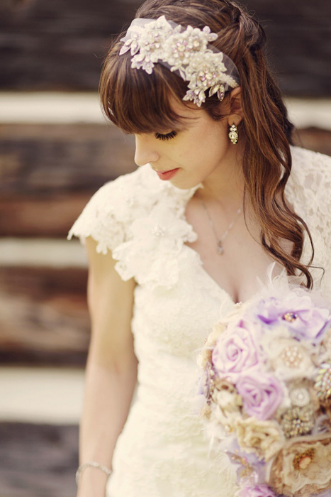 bride with beaded headband