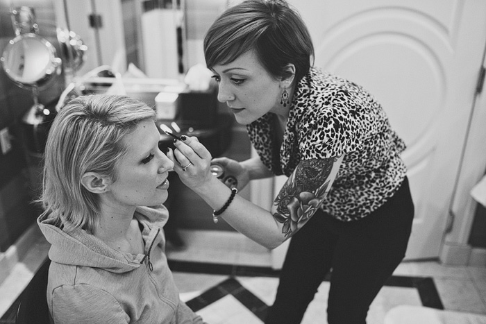 bride getting her hair done