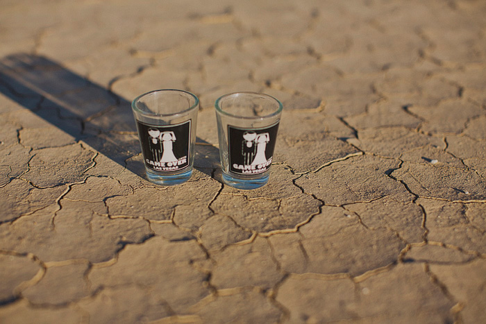 shot glasses in the desert