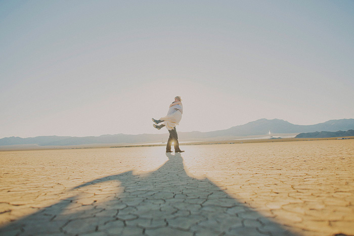 bride and groom first look in the desert