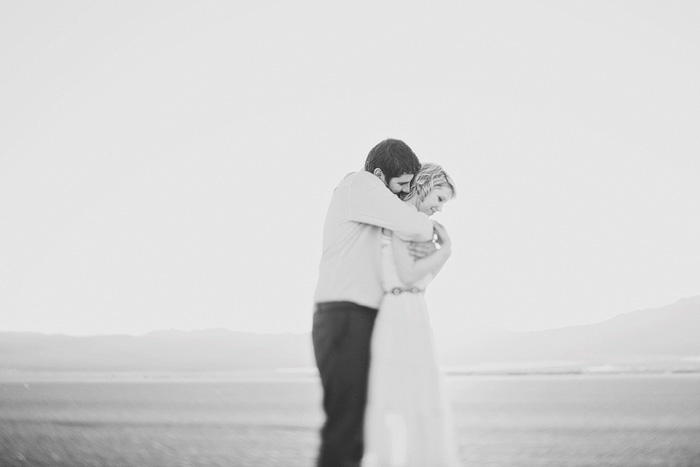 bride and groom in the desert