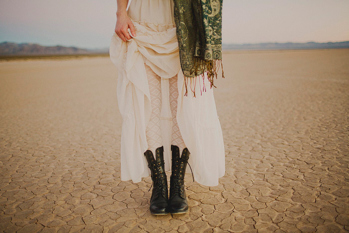 bride in lace-up boots