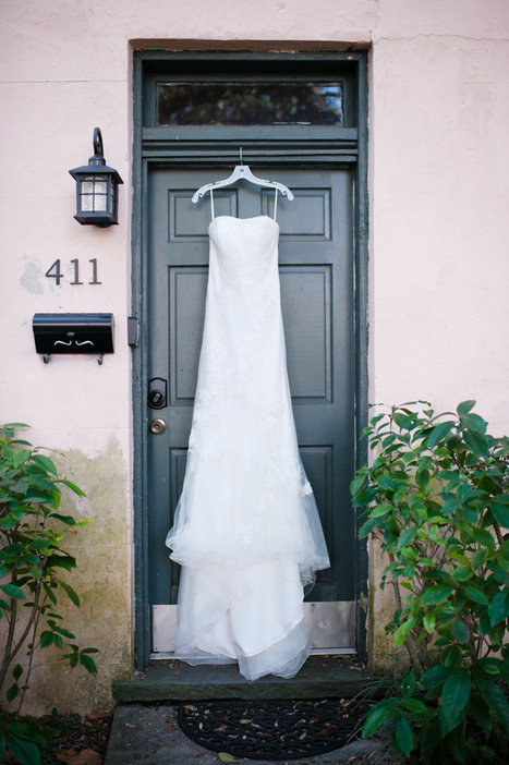 dress hanging in doorway