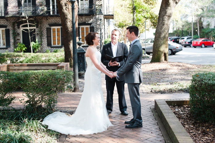 elopement ceremony on Savannah street