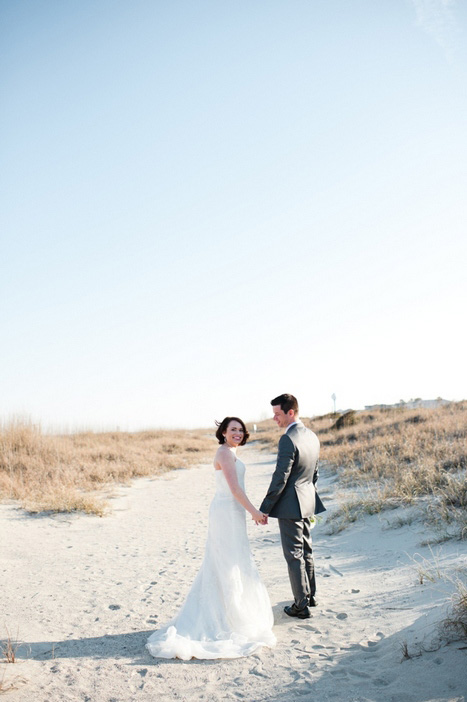 bride and groom on the beach