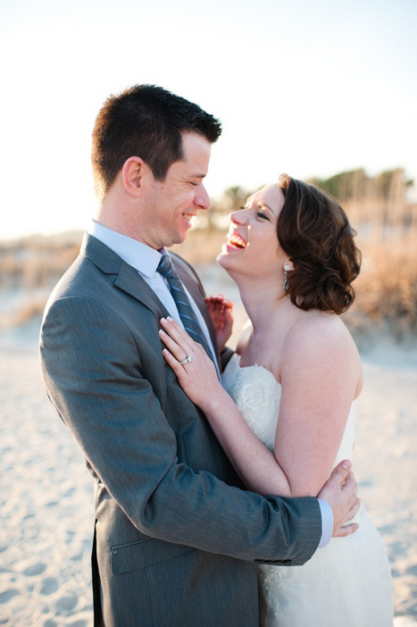 brideand groom hugging