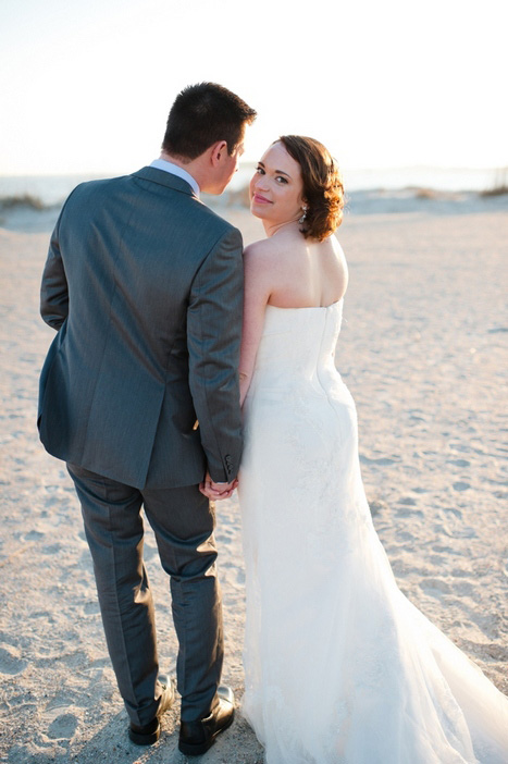 bride and groom on the beach