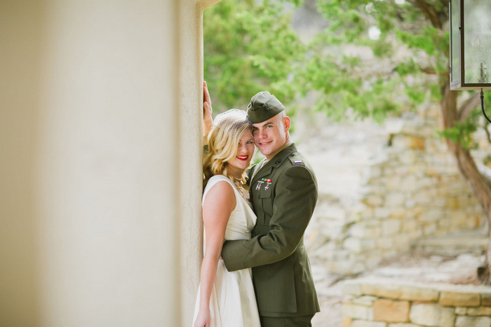 bride and military groom