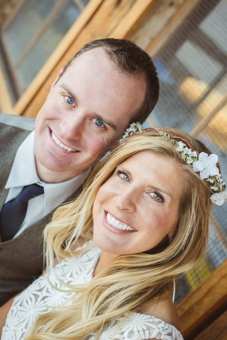 close-up bride and groom portrait