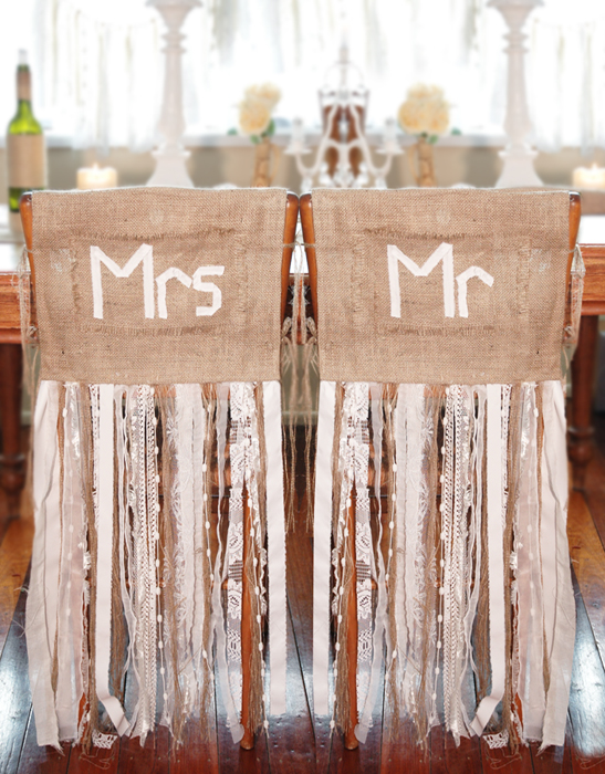 country burlap chair covers - photo by Monique Arrighi http://www.marrighi.com.au/