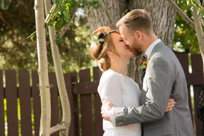 brie and groom first kiss