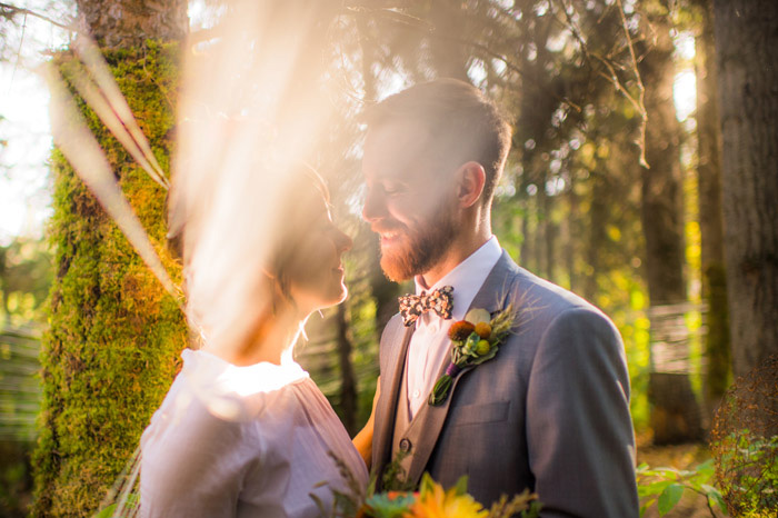 sunlit wedding portrait