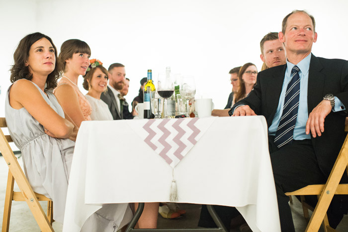 guests listening to wedding speeches