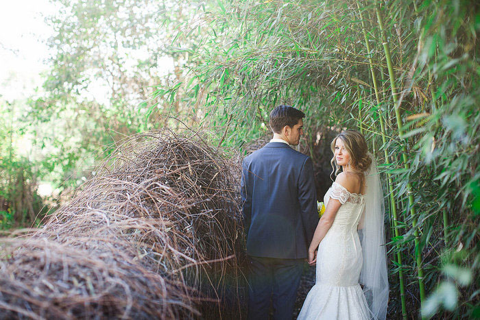 bride looking over her shoulder