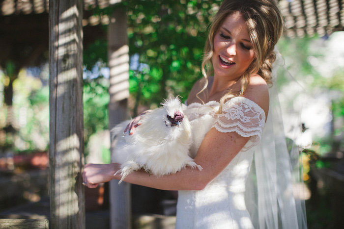 bride with chicken