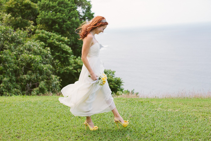 bride walking to elopement ceremony