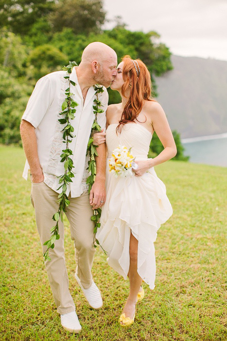 bride and groom kissing