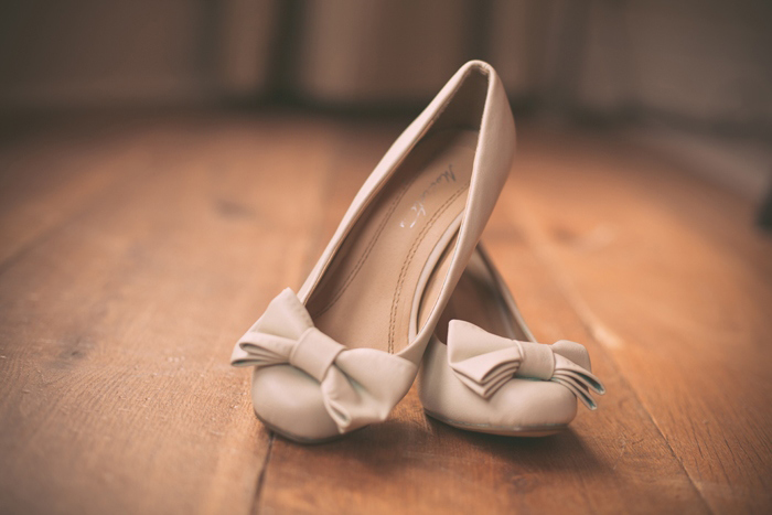 white wedding flats and bows