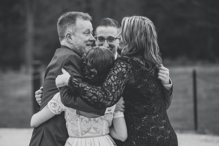 wedding group hug