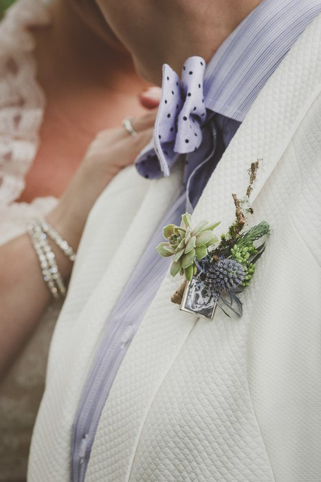 bride wearing boutonniere