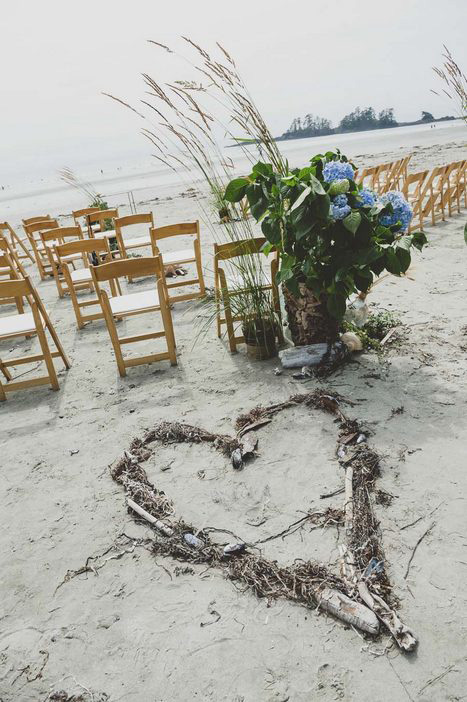 Tofino beach wedding ceremony set-up