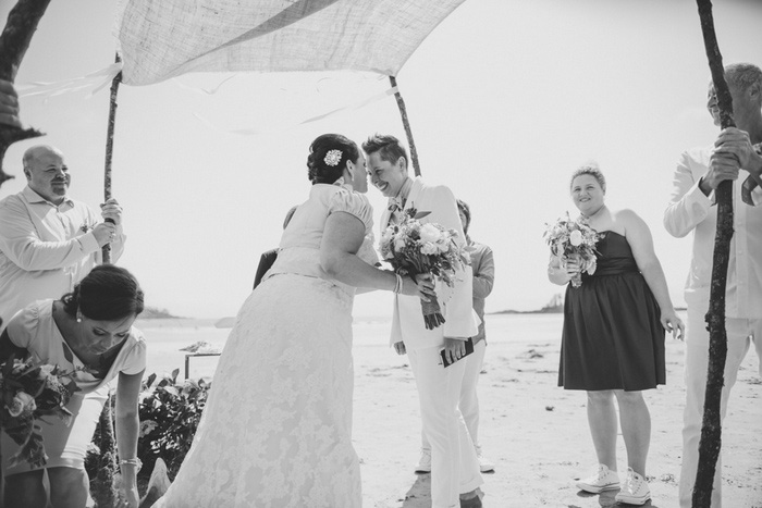 same sex wedding on the beach