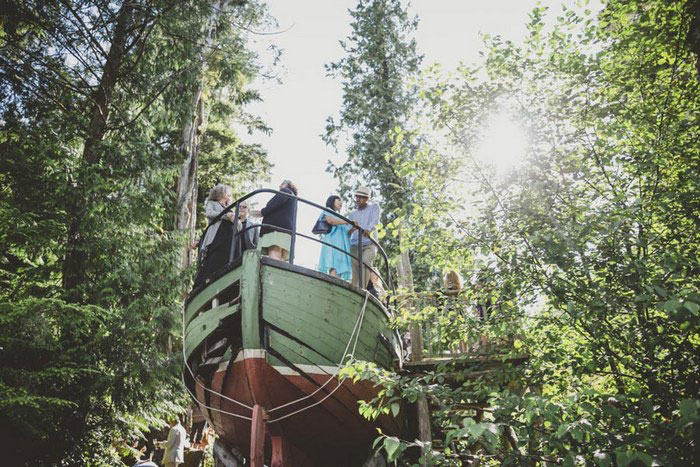 old wooden boat reception venue